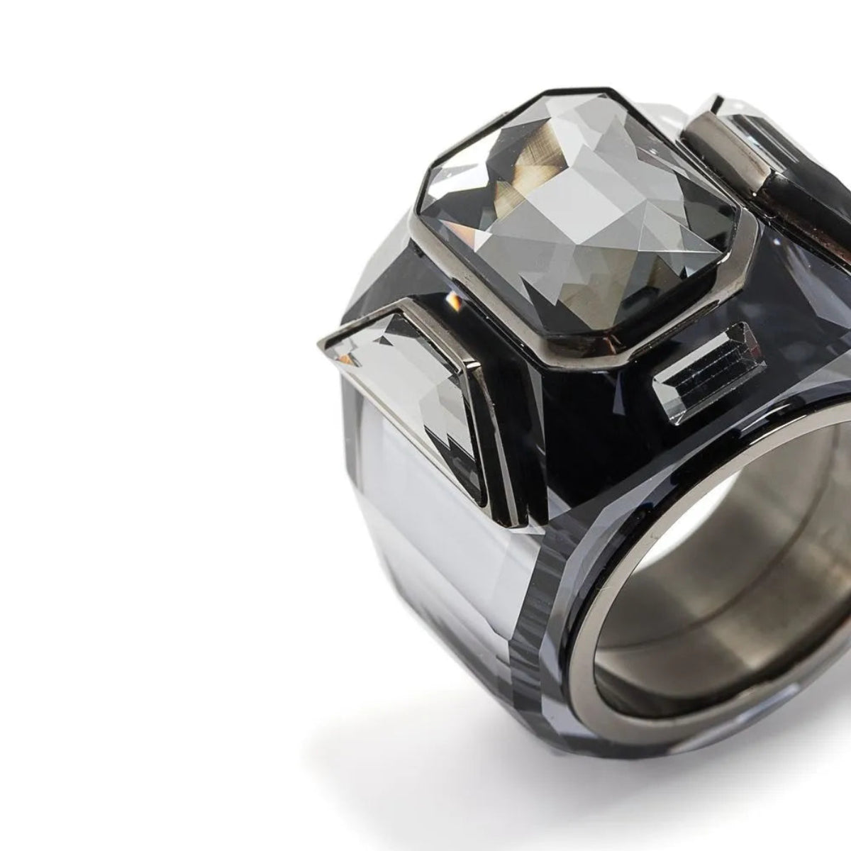Swarovski Chroma Crystal Cocktail Ring — Black