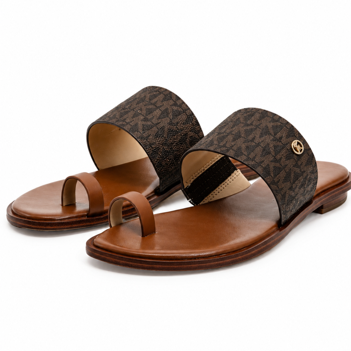 Michael Kors Monogram Slides — Brown
