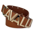 Cavalli Class Logo Buckle Leather Belt — Brown