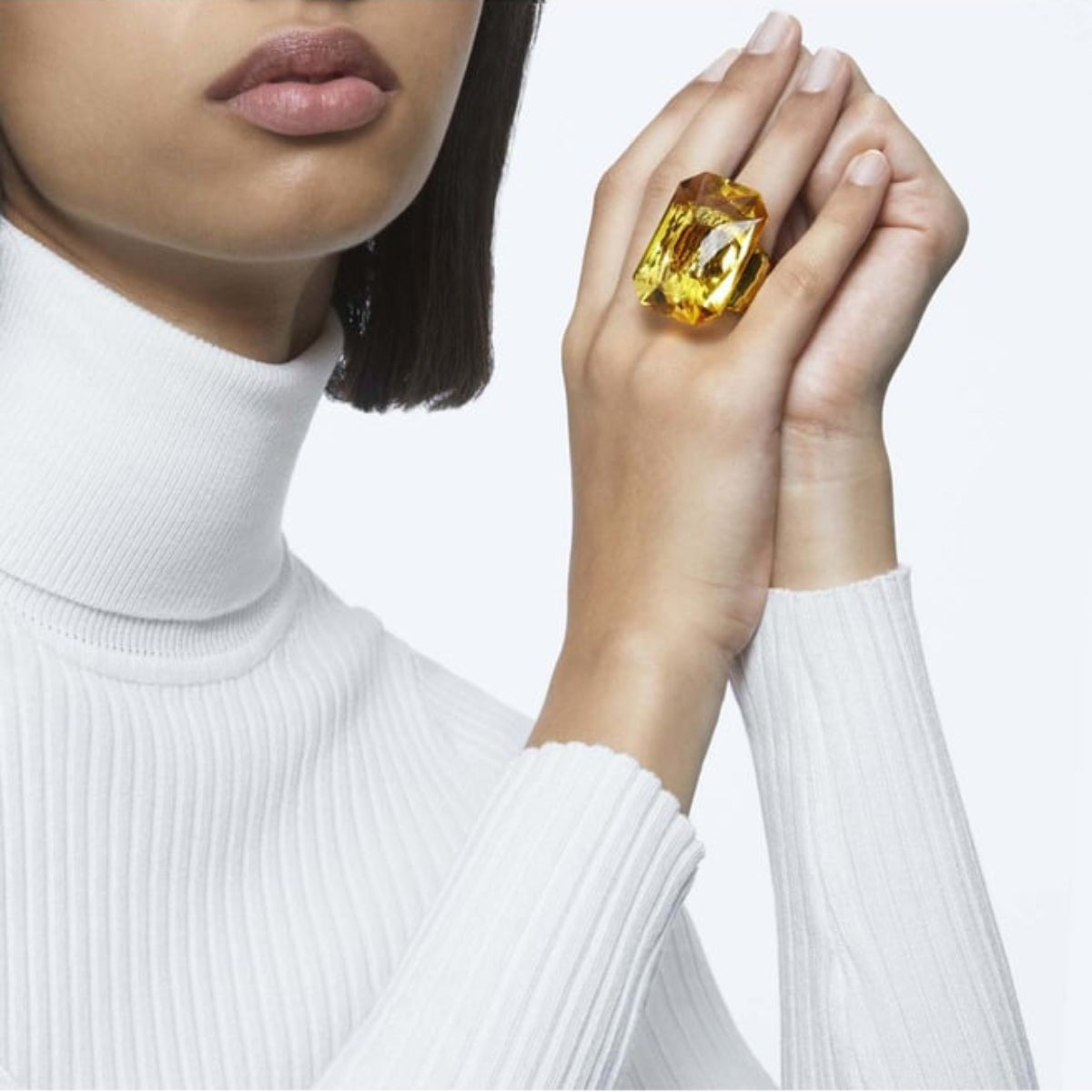Swarovski Oversized Crystal Cocktail Ring — Yellow