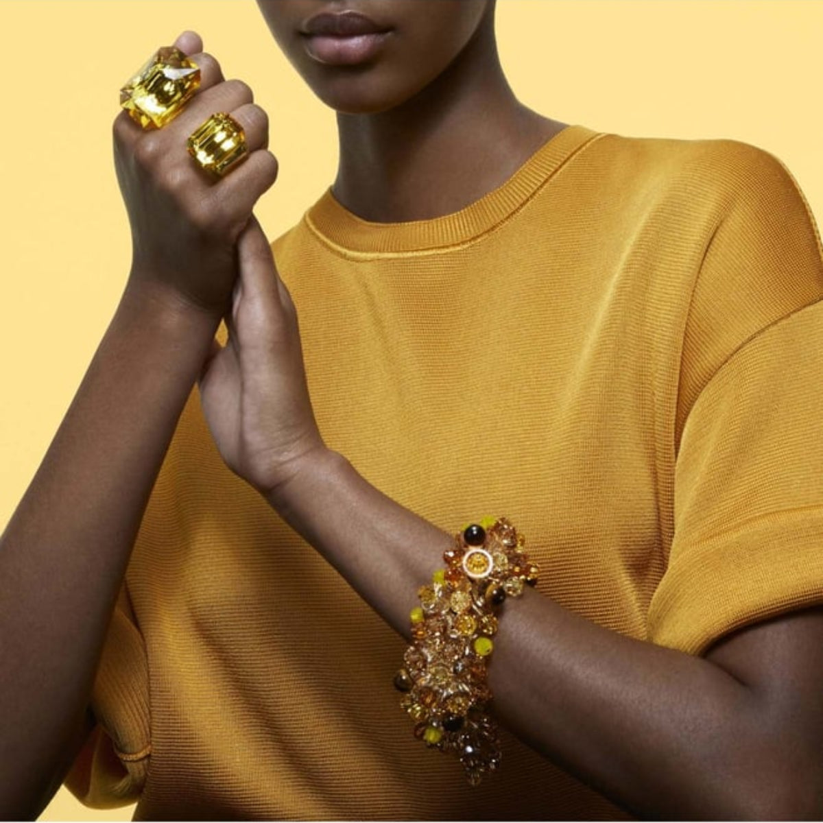 Swarovski Oversized Crystal Cocktail Ring — Yellow