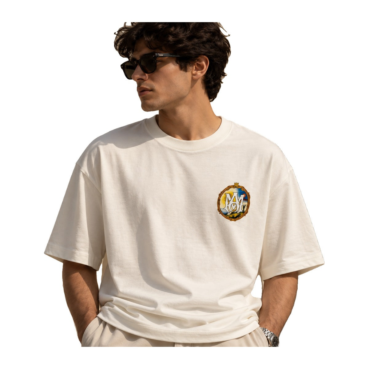 Amiri Sunrise Crest T-Shirt White worn