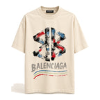 Balenciaga Painted BB Logo T-Shirt Cream front