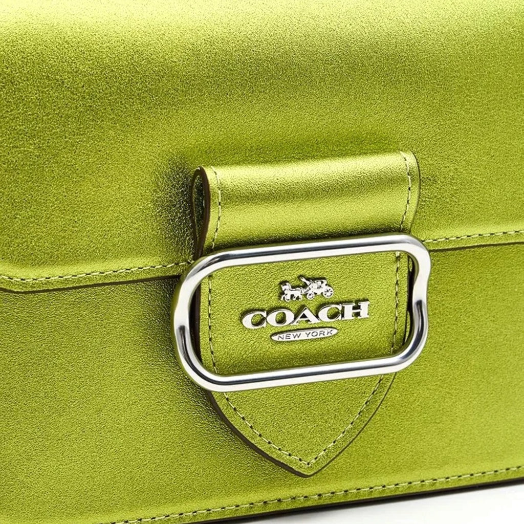 Coach Metallic Flap Shoulder Bag — Light Green
