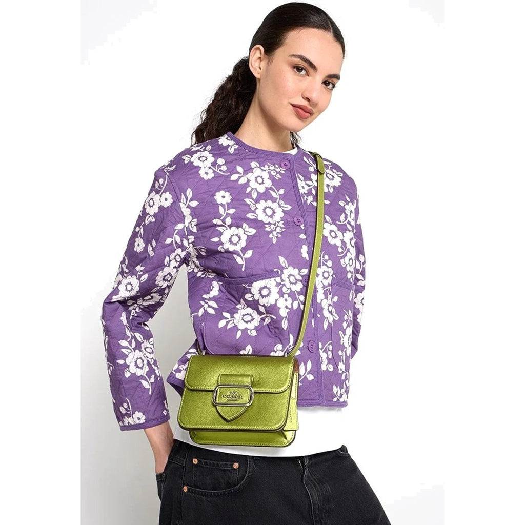 Coach Metallic Flap Shoulder Bag — Light Green