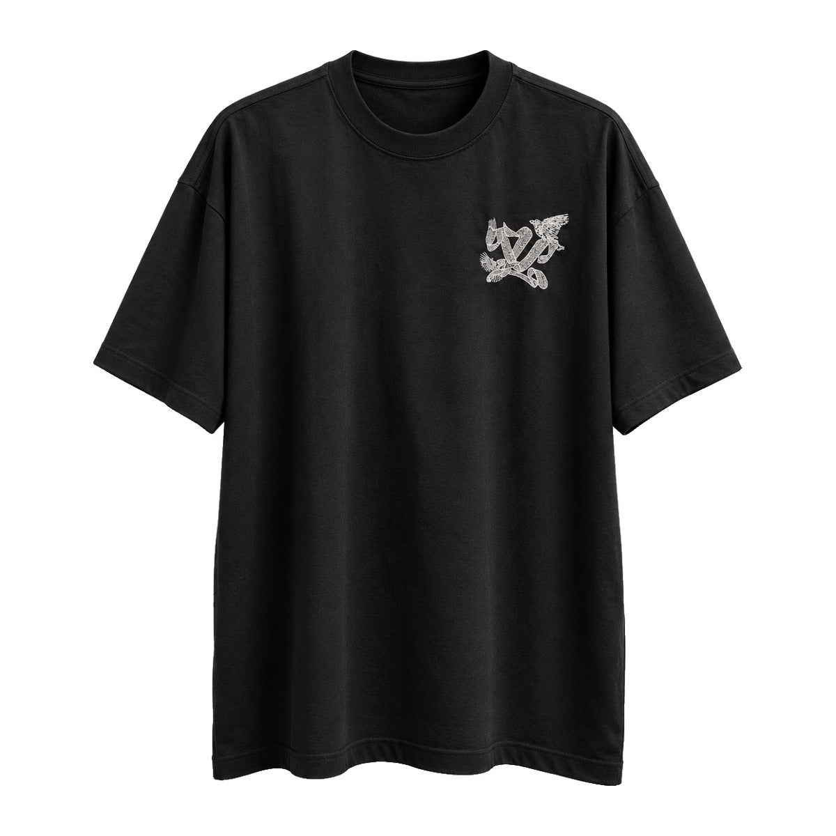 Louis Vuitton Bird Motif Embroidered T-Shirt Black front