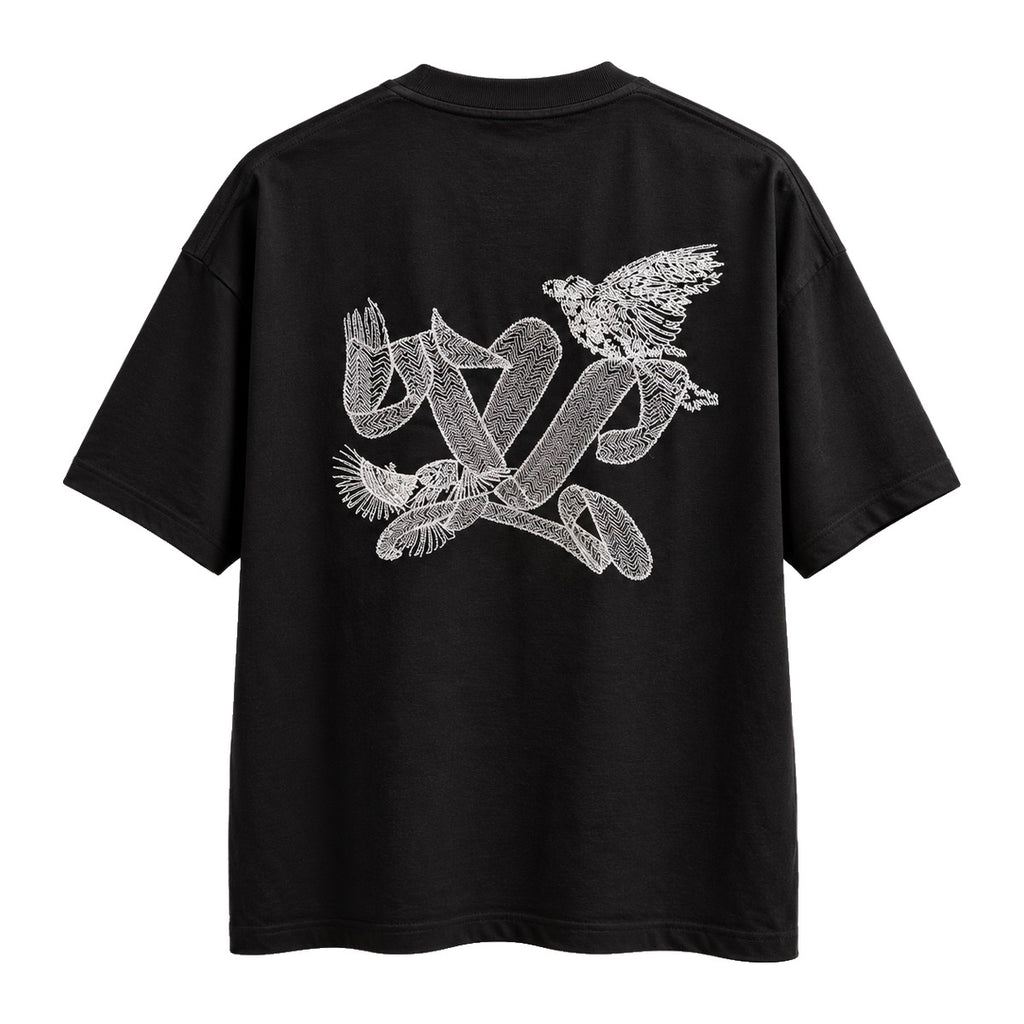 Louis Vuitton Bird Motif Embroidered T-Shirt Black back
