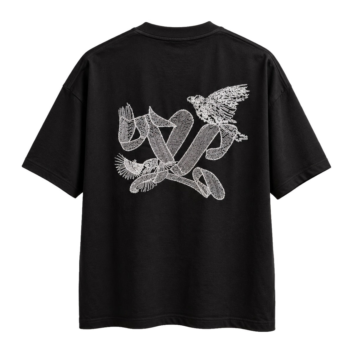 Louis Vuitton Bird Motif Embroidered T-Shirt Black back