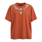 Louis Vuitton Padlock Necklace Print T-Shirt Brick front