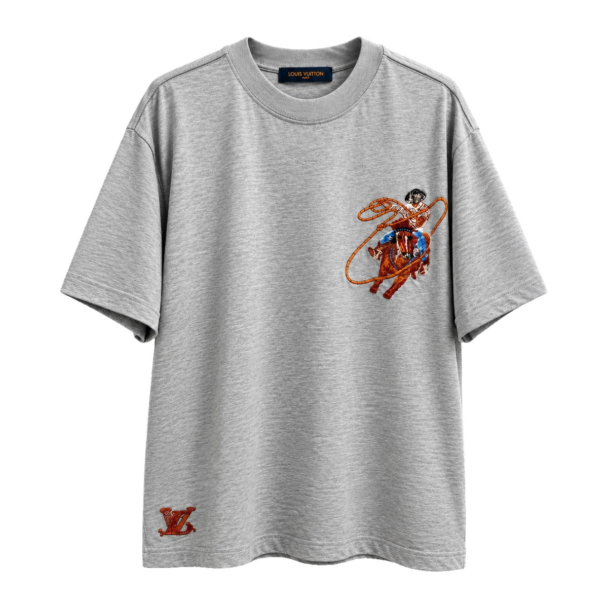 Louis Vuitton Rodeo Embroidered T-Shirt Grey front