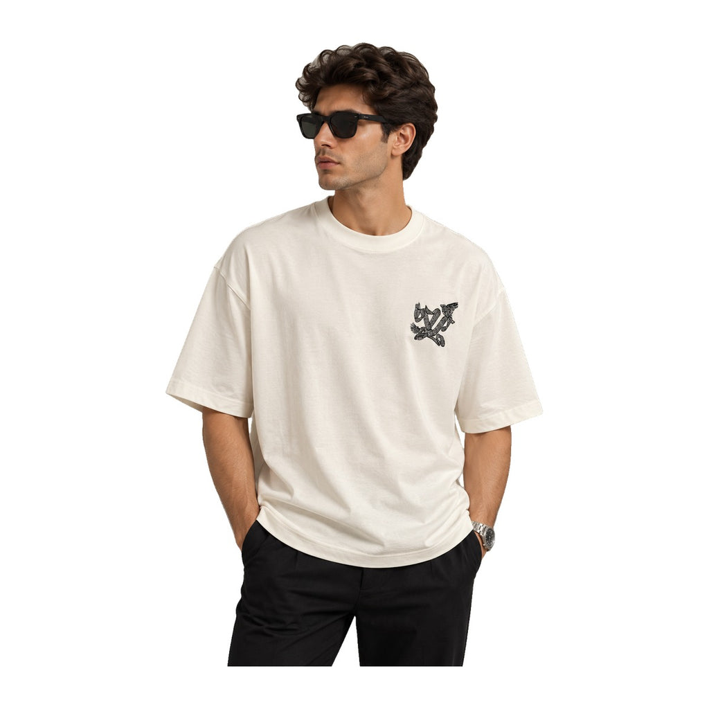 Louis Vuitton Bird Motif Embroidered T-Shirt White worn