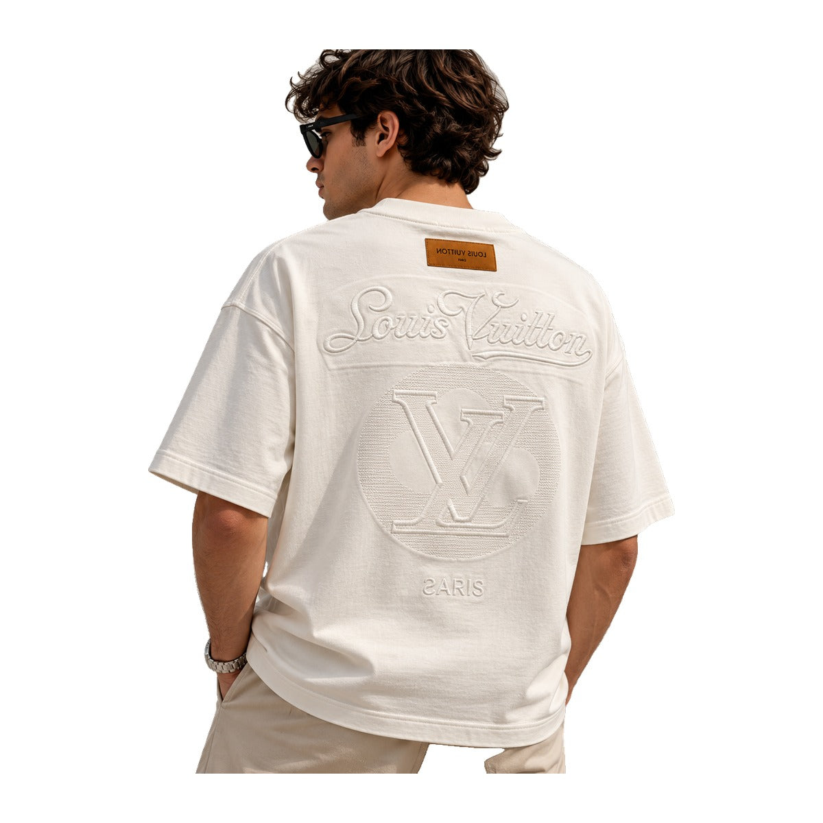 Louis Vuitton Embossed Signature T-Shirt White back worn