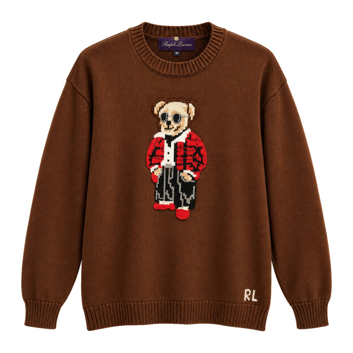Ralph Lauren Purple Label Polo Bear Knit Sweater Brown front