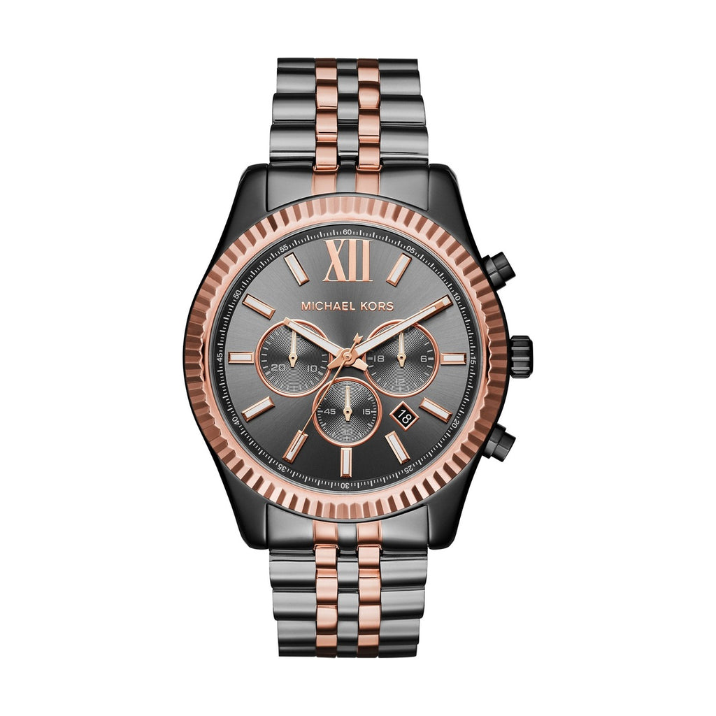 Michael Kors Lexington Chronograph — Gunmetal & Rose Gold