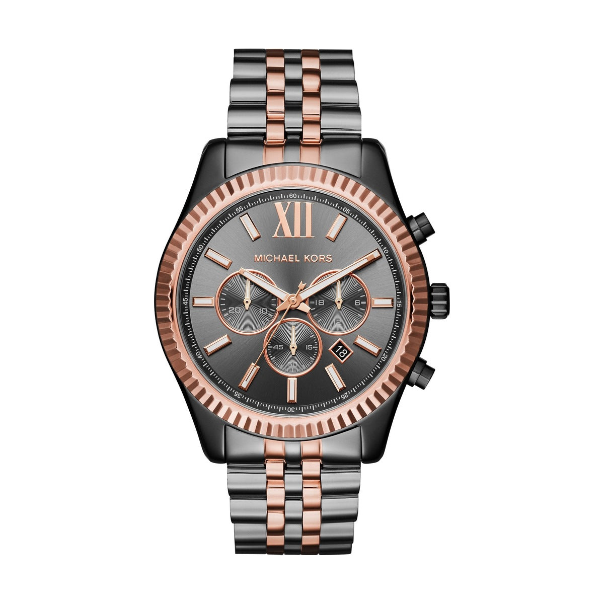 Michael Kors Lexington Chronograph — Gunmetal & Rose Gold