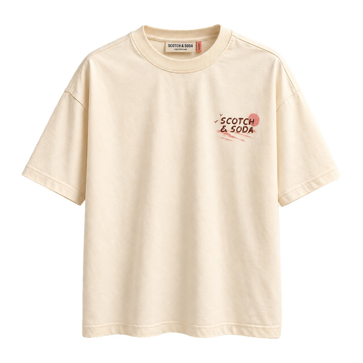 Scotch & Soda Hawaiian Sunset T-Shirt Cream front