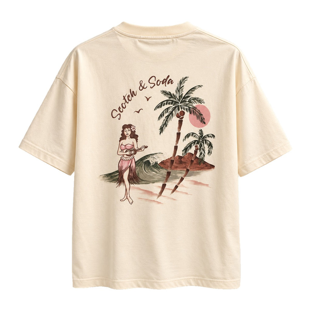 Scotch & Soda Hawaiian Sunset T-Shirt Cream back