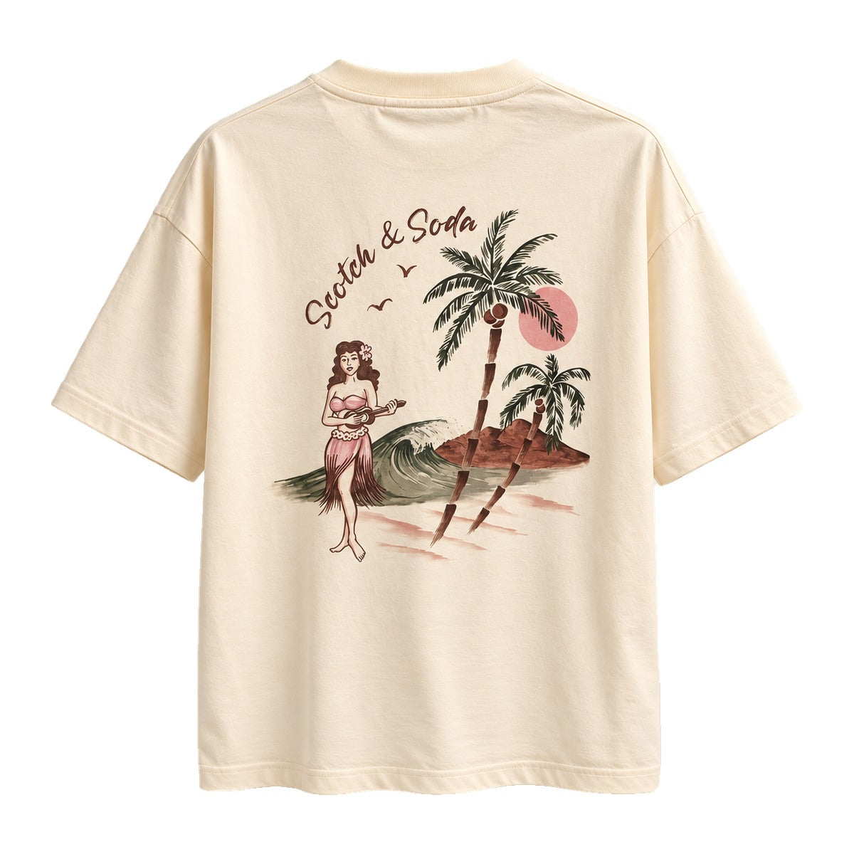 Scotch & Soda Hawaiian Sunset T-Shirt Cream back