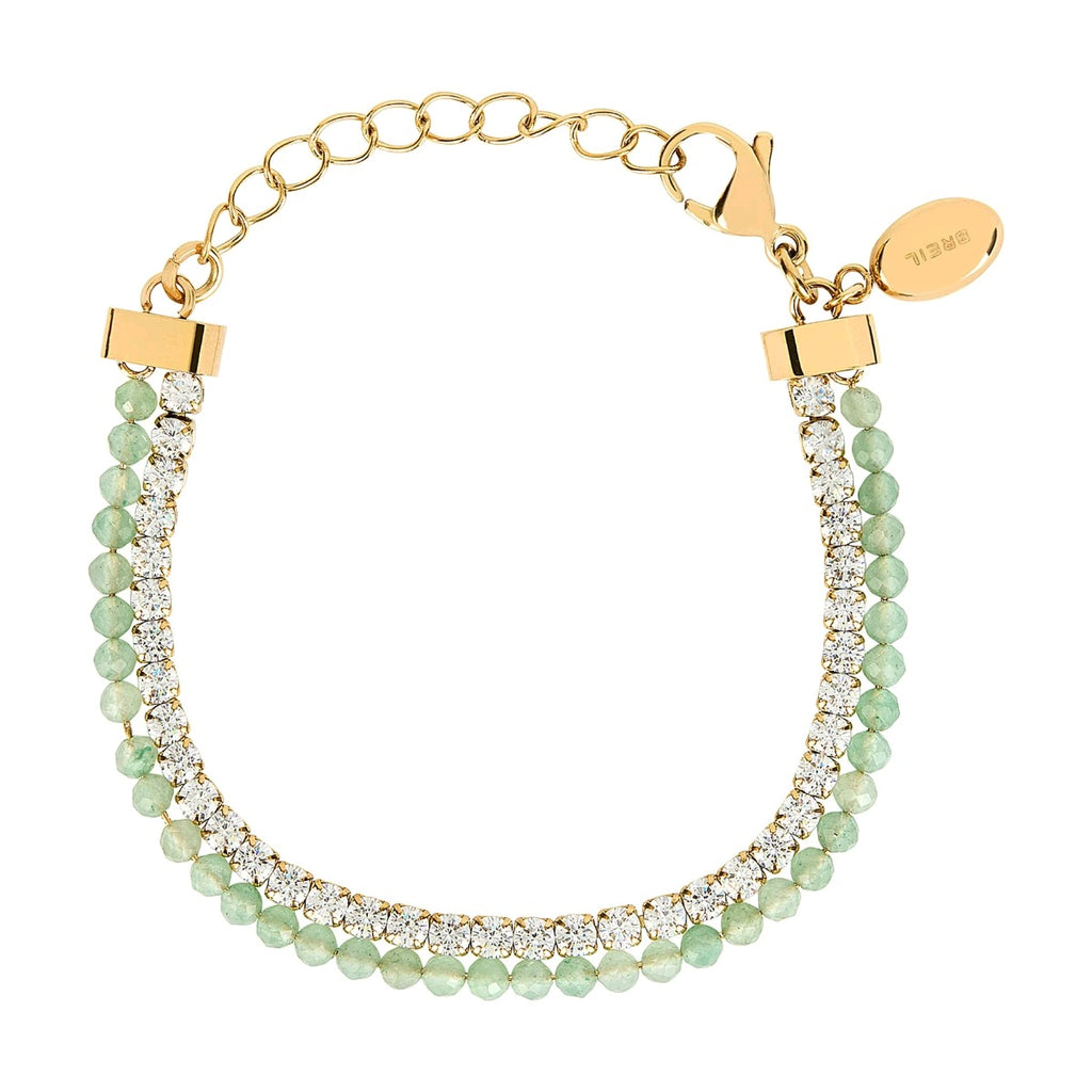 Breil Aventurine Beaded Bracelet Gold and Green