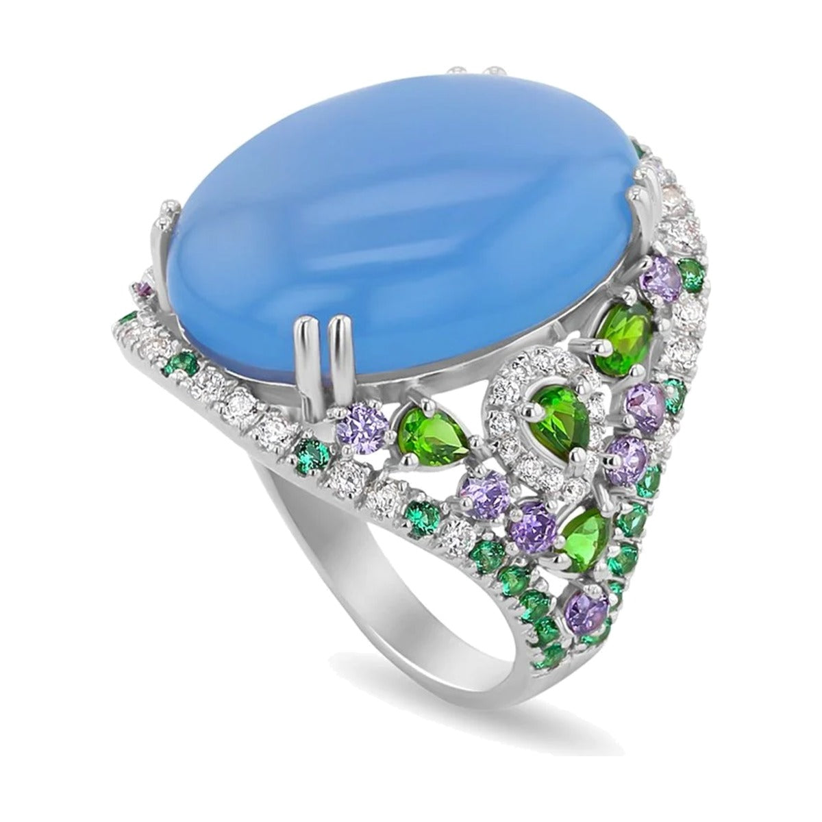 Les Petites Précieuses Blue Chalcedony Garden Ring