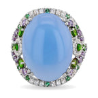 Les Petites Précieuses Blue Chalcedony Garden Ring worn