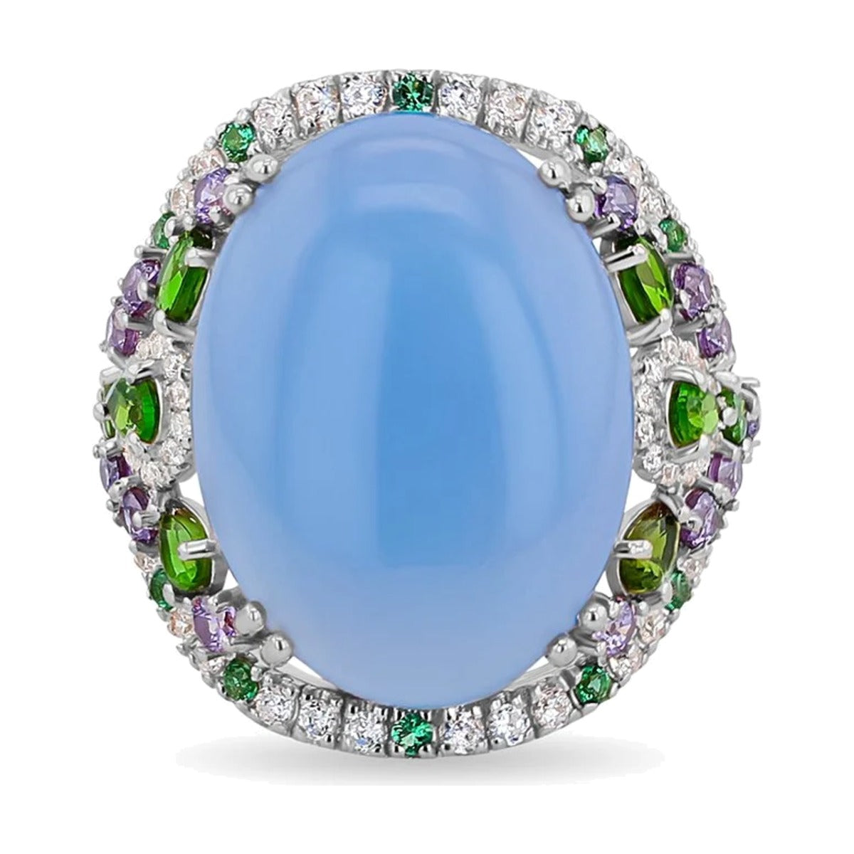 Les Petites Précieuses Blue Chalcedony Garden Ring worn