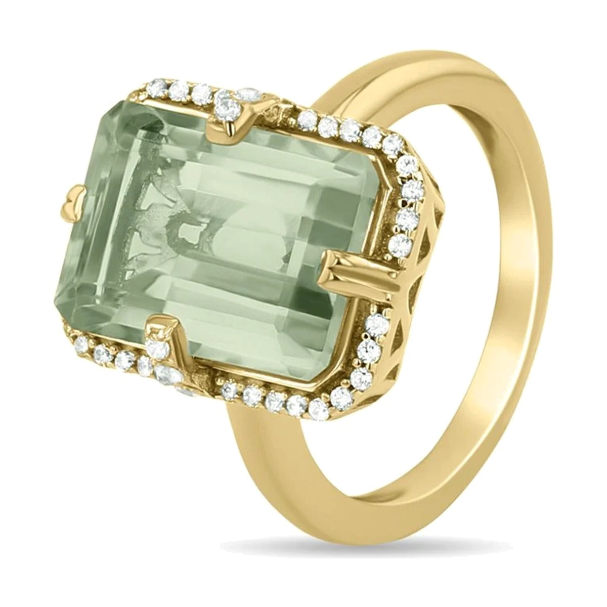 Les Petites Précieuses Green Amethyst Halo Ring
