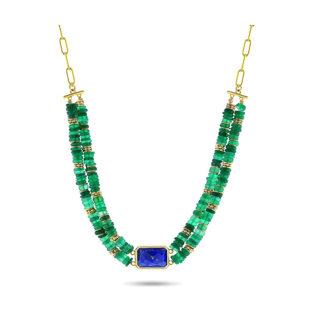 Nomad by Di Giorgio Green Beaded Lapis Necklace