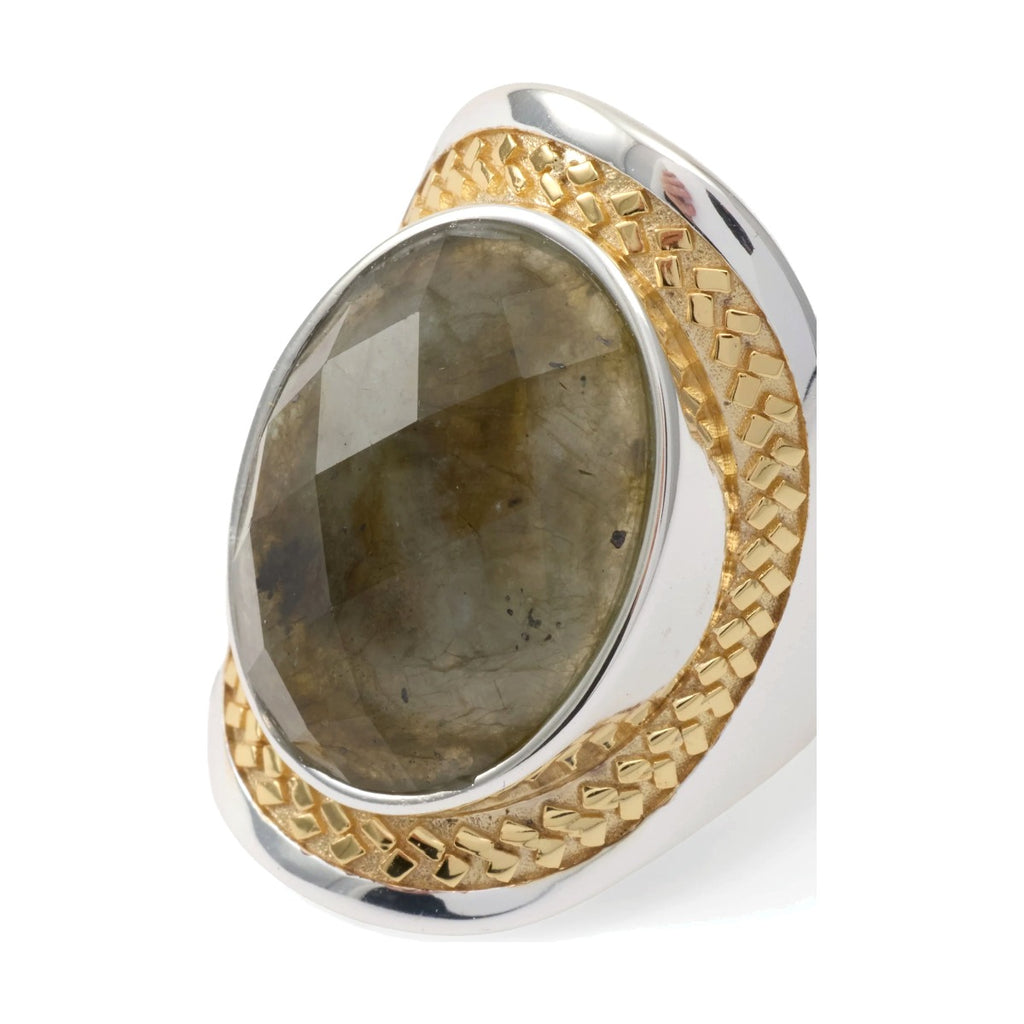 Nomad by Di Giorgio Labradorite Signet Ring worn