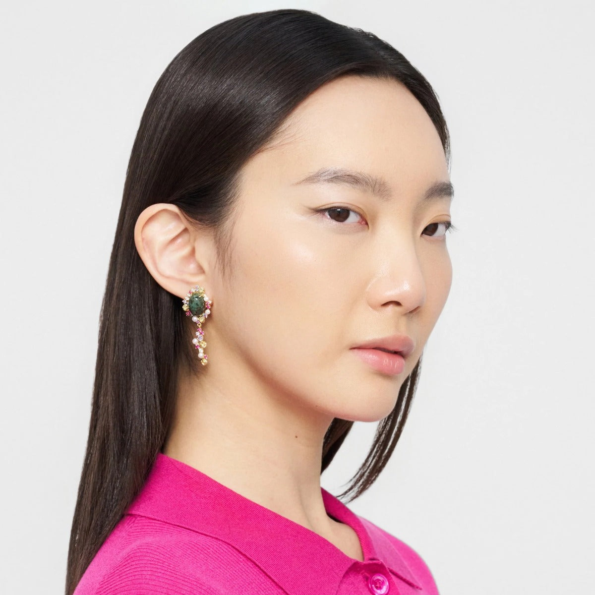 Les Petites Précieuses Pearl & Turquoise Drop Earrings detail