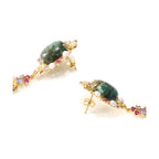 Les Petites Précieuses Pearl & Turquoise Drop Earrings side