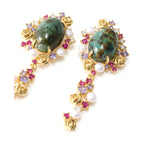 Les Petites Précieuses Pearl & Turquoise Drop Earrings worn