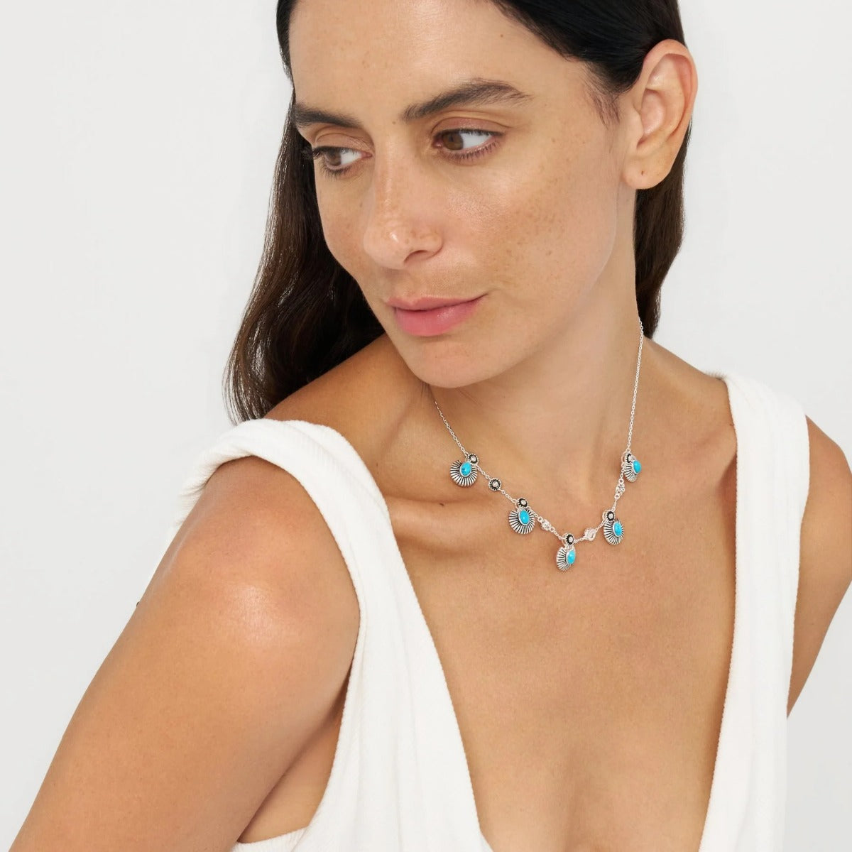 Nomad by Di Giorgio Turquoise Sunburst Necklace detail